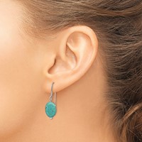 Sterling Silver Polished Blue Reconstructed Magnesite Oval Dangle Earrings view 3