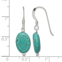 Sterling Silver Polished Blue Reconstructed Magnesite Oval Dangle Earrings view 4