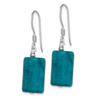 Sterling Silver Polished Blue Jasper Rectangle Dangle Earrings view 2