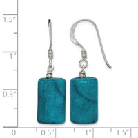 Sterling Silver Polished Blue Jasper Rectangle Dangle Earrings view 4