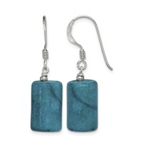 Sterling Silver Polished Blue Jasper Rectangle Dangle Earrings view 1
