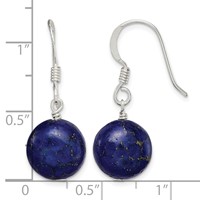 Sterling Silver Polished Round Reconstructed Lapis Dangle Earrings view 4