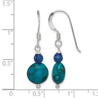 Sterling Silver Polished Blue Agate & Reconstructed Lapis Dangle Earrings view 4