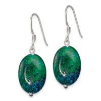 Sterling Silver Oval Serpentine Dangle French Hook Earrings view 2