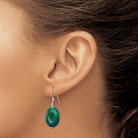 Sterling Silver Oval Serpentine Dangle French Hook Earrings view 3