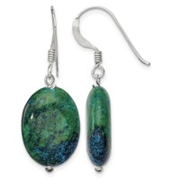 Sterling Silver Oval Serpentine Dangle French Hook Earrings view 1