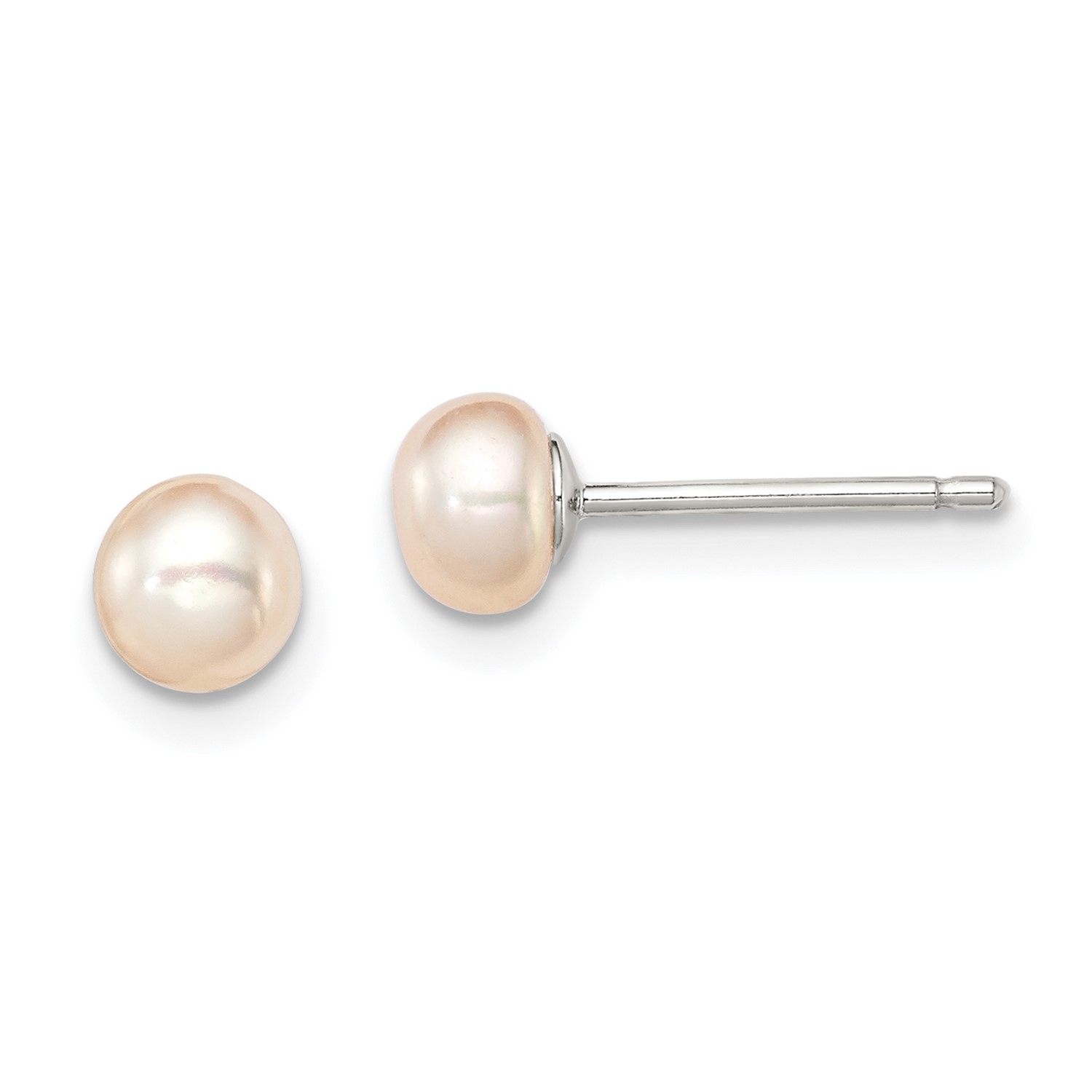 Sterling Silver Pink 4 5mm Freshwater Cultured Pearl Post Earrings Image Is Loading Sterling Silver Pink 4 5mm Freshwater Cultured