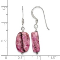 Sterling Silver Polished Oval Purple Jasper Dangle Earrings view 4
