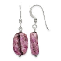 Sterling Silver Polished Oval Purple Jasper Dangle Earrings view 1