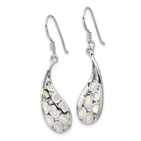 Sterling Silver Polished Mother of Pearl Teardrop Dangle Earrings