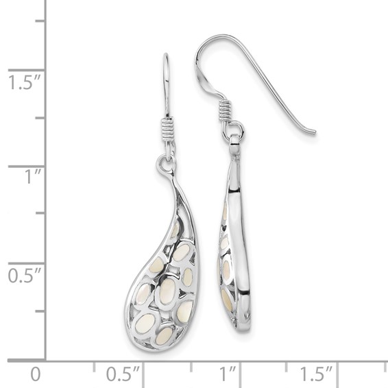 Sterling Silver Polished Mother of Pearl Teardrop Dangle Earrings