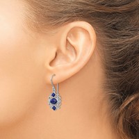 Sterling Silver Rhodium-plated Polished Filigree Lapis Dangle Earrings view 3