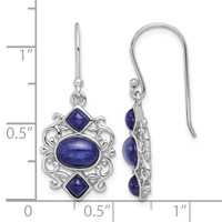 Sterling Silver Rhodium-plated Polished Filigree Lapis Dangle Earrings view 4