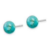 Sterling Silver RH-pltd 8-8.5mm Button Fwc Pearl Stab.Turq Blk Agate Set view 4
