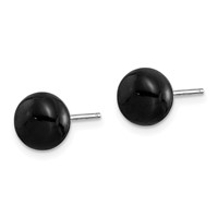 Sterling Silver RH-pltd 8-8.5mm Button Fwc Pearl Stab.Turq Blk Agate Set view 5