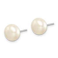 Sterling Silver Rhodium-plated 8-9mm Multi-color Button Freshwater Cultured Pearl Set of 7 Post Earrings view 2