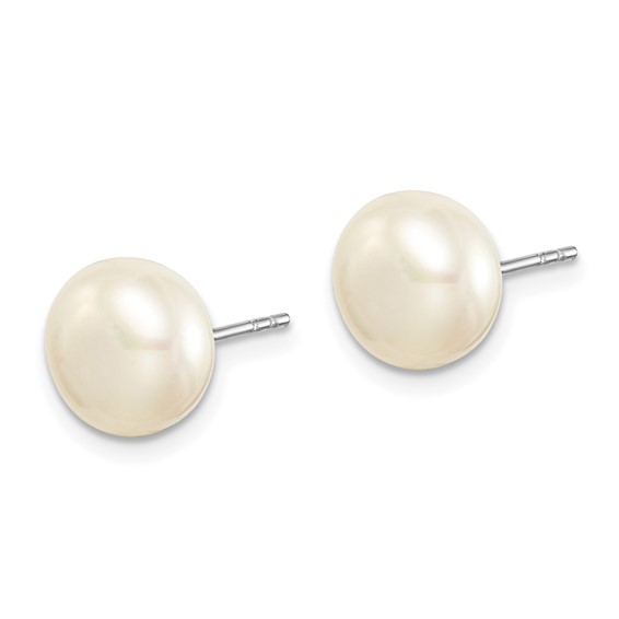 Sterling Silver Rhodium-plated 8-9mm Multi-color Button Freshwater Cultured Pearl Set of 7 Post Earrings