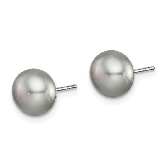 Sterling Silver Rhodium-plated 8-9mm Multi-color Button Freshwater Cultured Pearl Set of 7 Post Earrings