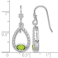 Sterling Silver Rhodium-plated Peridot Shepherd Hook Dangle Earrings view 4