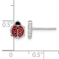 Sterling Silver Polished and Enameled Ladybug Petite Post Earrings view 4
