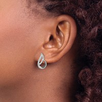 White Night Sterling Silver Rhodium-plated Polished Blue and White Diamond Post Earrings view 3