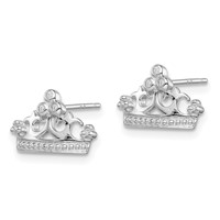 Sterling Silver Rhodium-plated CZ Crown Post Earrings view 2