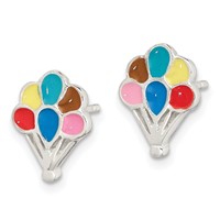 Sterling Silver Polished Enamel Balloon Post Earrings view 2