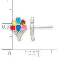 Sterling Silver Polished Enamel Balloon Post Earrings view 4
