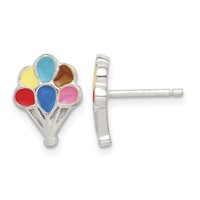 Sterling Silver Polished Enamel Balloon Post Earrings view 1