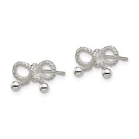 Sterling Silver Polished and Textured Bow Post Earrings view 2
