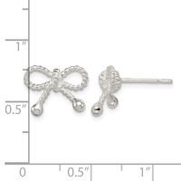Sterling Silver Polished and Textured Bow Post Earrings view 4