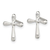 Sterling Silver Polished Diamond Cross Post Earrings view 2