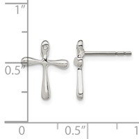 Sterling Silver Polished Diamond Cross Post Earrings view 4
