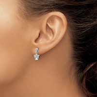 Sterling Silver Rhodium-plated Polished and Satin Angel Post Earrings view 3