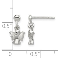 Sterling Silver Rhodium-plated Polished and Satin Angel Post Earrings view 4