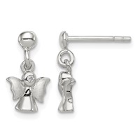 Sterling Silver Rhodium-plated Polished and Satin Angel Post Earrings view 1