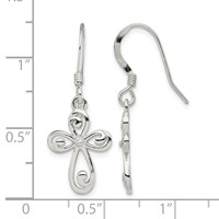 Sterling Silver Polished Swirl Cross Dangle Earrings view 4
