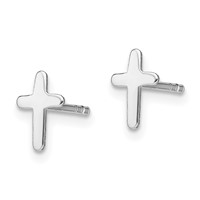 Sterling Silver Rhodium-plated Polished Latin Cross Post Earrings view 2