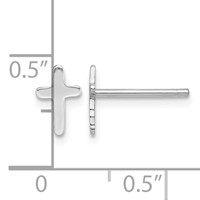 Sterling Silver Rhodium-plated Polished Latin Cross Post Earrings view 4