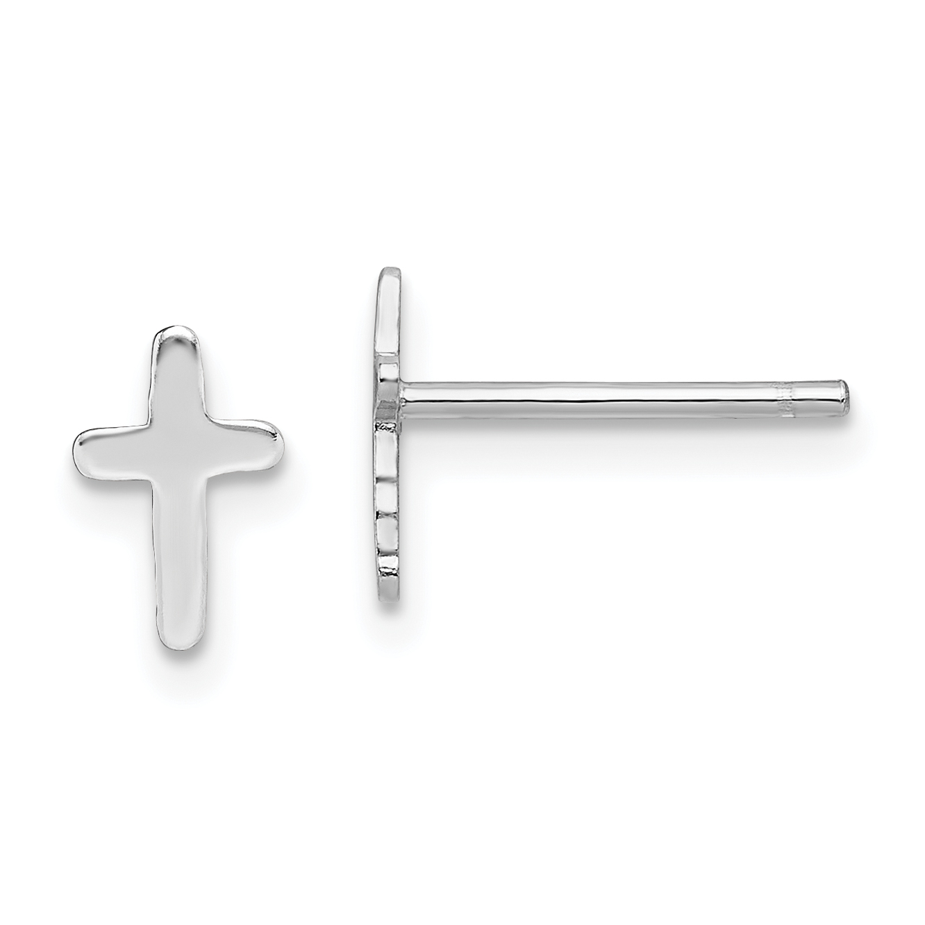 Sterling Silver Rhodium-plated Polished Latin Cross Post Earrings (QE12949)