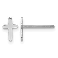Sterling Silver Rhodium-plated Polished Latin Cross Post Earrings view 1