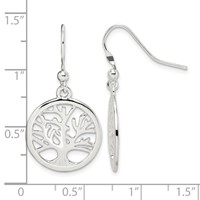 Sterling Silver Polished Round Tree Shepherd Hook Earrings view 4