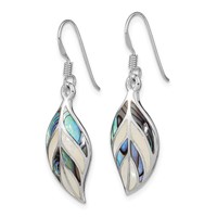 Sterling Silver Rhodium Leaf Mop and Abalone Dangle Earrings view 2