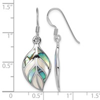 Sterling Silver Rhodium Leaf Mop and Abalone Dangle Earrings view 4