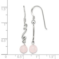 Sterling Silver Polished & Antiqued Rose Quartz Swirl Dangle Earrings view 4