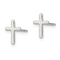Sterling Silver Polished Latin Cross Post Earrings view 2