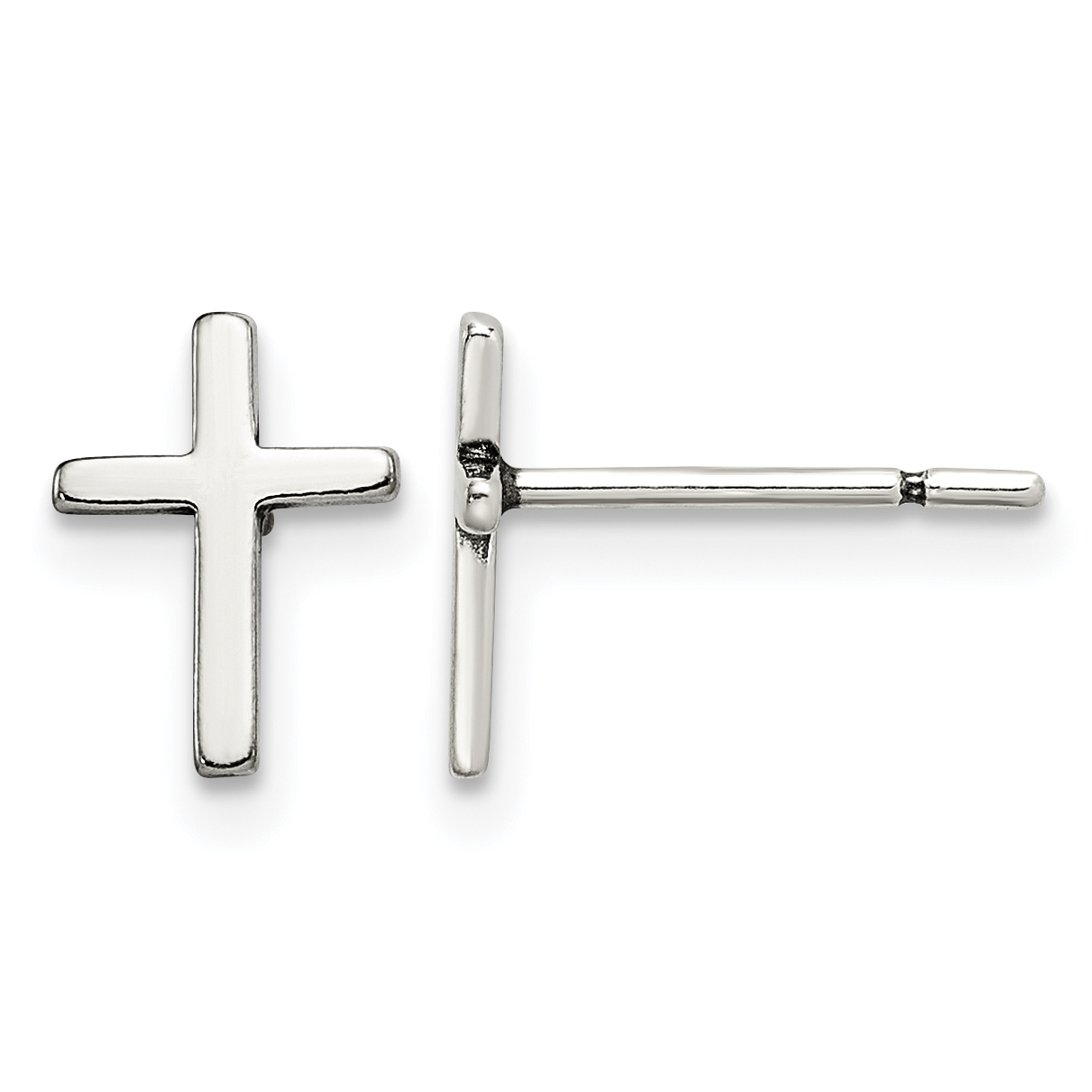Sterling Silver Polished Latin Cross Post Earrings (QE12964)