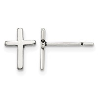 Sterling Silver Polished Latin Cross Post Earrings view 1