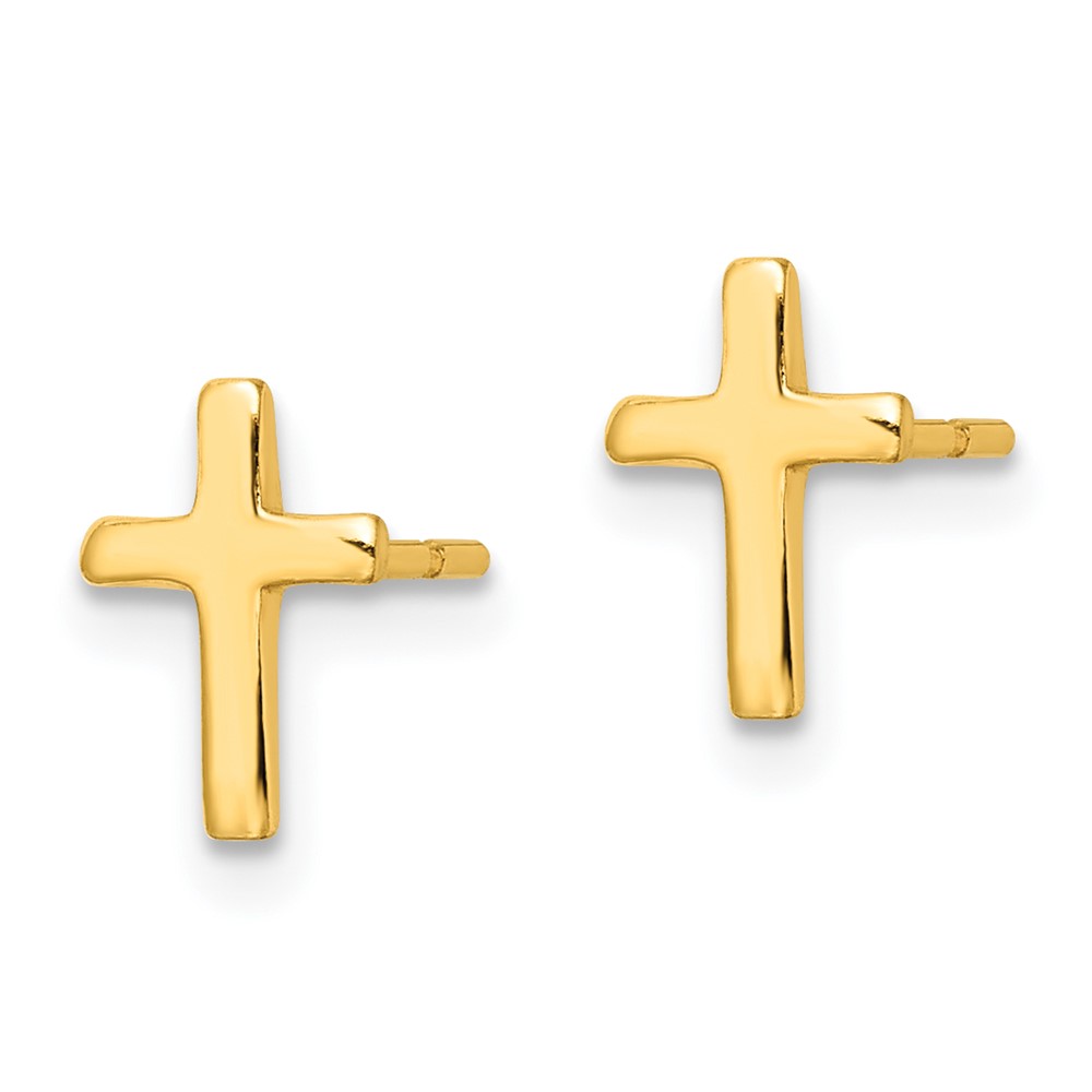 Sterling Silver Gold-tone Polished Latin Cross Post Earrings (QE12964GP)