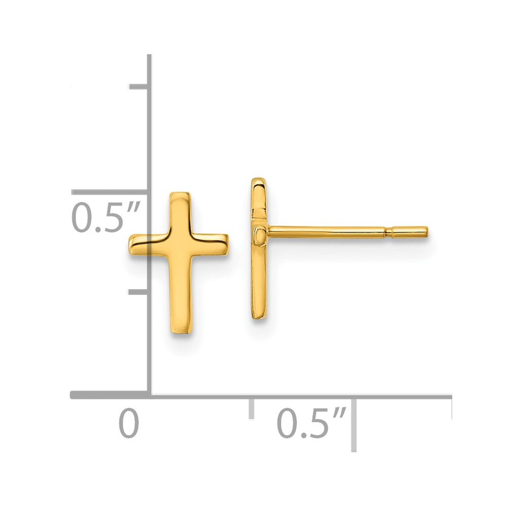 Sterling Silver Gold-tone Polished Latin Cross Post Earrings (QE12964GP)